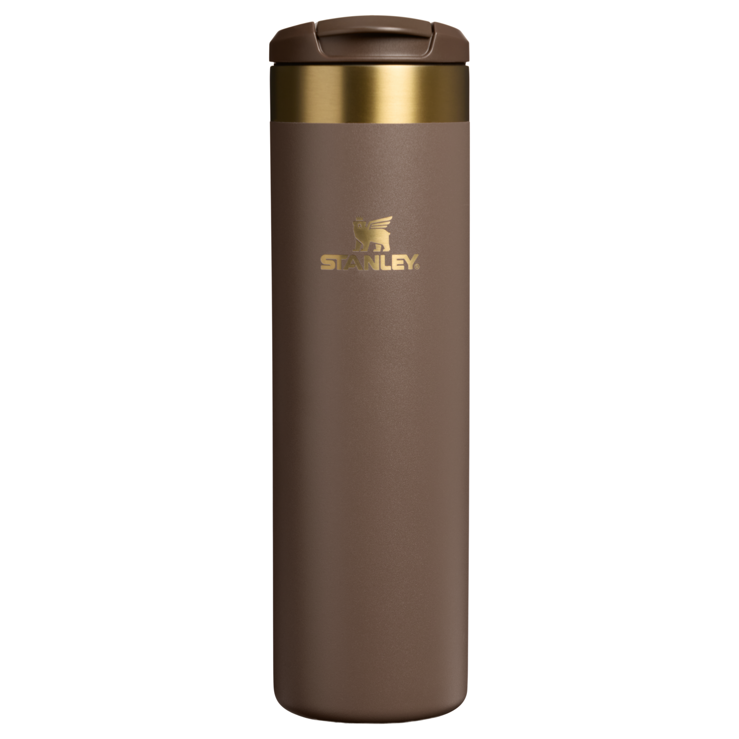 Stanley 20 OZ Aerolight Transit Bottle In Espresso Brown With Gold Accents