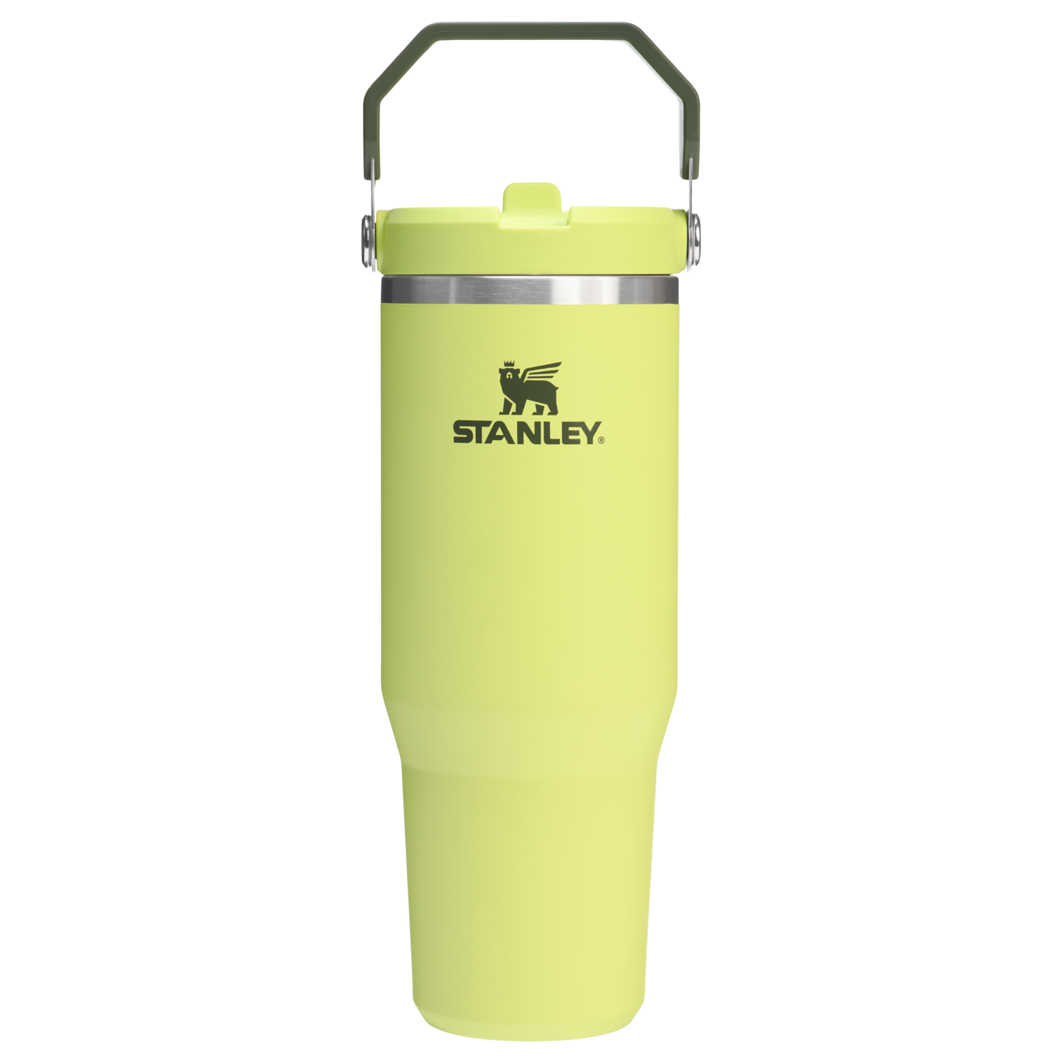 Stanley 30 OZ IceFlow Flip Straw Stainless Steel Tumbler In Prickly Pear Green